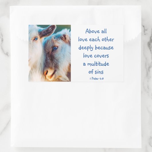 1 Peter 4|:8すべての愛を深く愛感動的 長方形シール (バッグ)