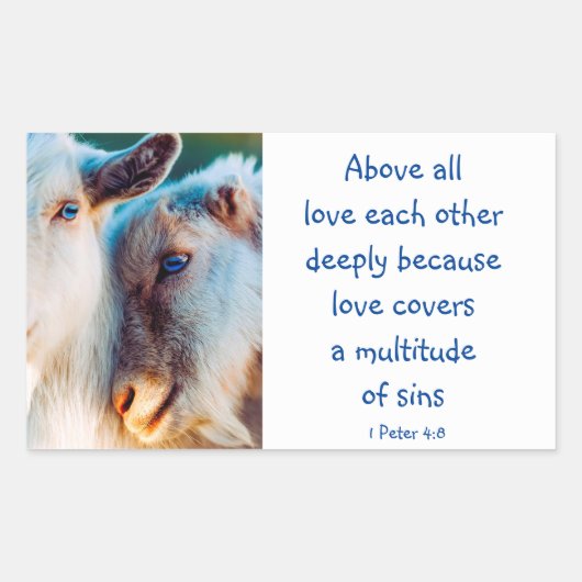 1 Peter 4|:8すべての愛を深く愛感動的 長方形シール (正面)