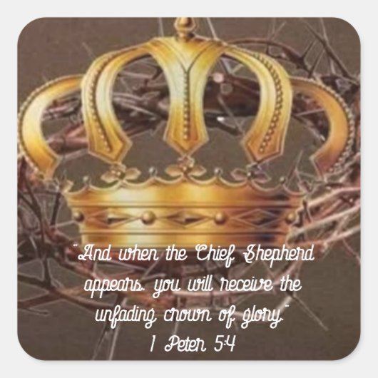 1 Peter 5:4ステッカー スクエアシール (正面)