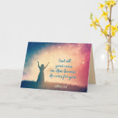 1 Peter 5:7あなたがたの気にすべてを彼に投げ付け聖なる書物、 経典 カード (黄色い花)