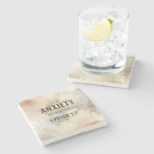 1 Peter 5:7あなたの不安を彼に投げ込む聖書の聖句 ストーンコースター (横)