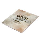 1 Peter 5:7あなたの不安を彼に投げ込む聖書の聖句 タイル (側面)