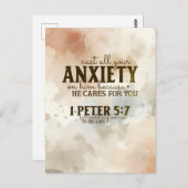 1 Peter 5:7あなたの不安を彼に投げ込む聖書の聖句 ポストカード (正面/裏面)