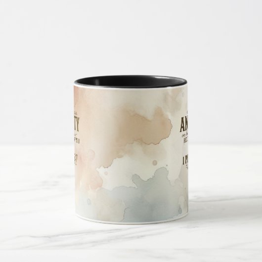 1 Peter 5:7あなたの不安を彼に投げ込む聖書の聖句 マグカップ (中央)