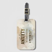 1 Peter 5:7あなたの不安を彼に投げ込む聖書の聖句 ラゲッジタグ (正面縦)