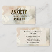1 Peter 5:7あなたの不安を彼に投げ込む聖書の聖句 名刺 (正面/裏面)