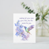 1 Peter 5:7あなたの全てを彼に投げ気につけることの引用文 ポストカード (スタンド正面)