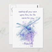 1 Peter 5:7あなたの全てを彼に投げ気につけることの引用文 ポストカード (正面/裏面)