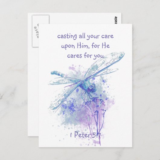 1 Peter 5:7あなたの全てを彼に投げ気につけることの引用文 ポストカード (正面/裏面)
