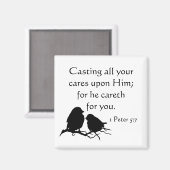 1 Peter 5:7あなたの全てを彼に投げ気につける マグネット (正面/裏面)