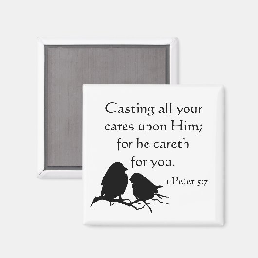 1 Peter 5:7あなたの全てを彼に投げ気につける マグネット (正面/裏面)