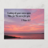 1 Peter 5:7あなたの全てを彼気にに投げつけること ポストカード (正面)