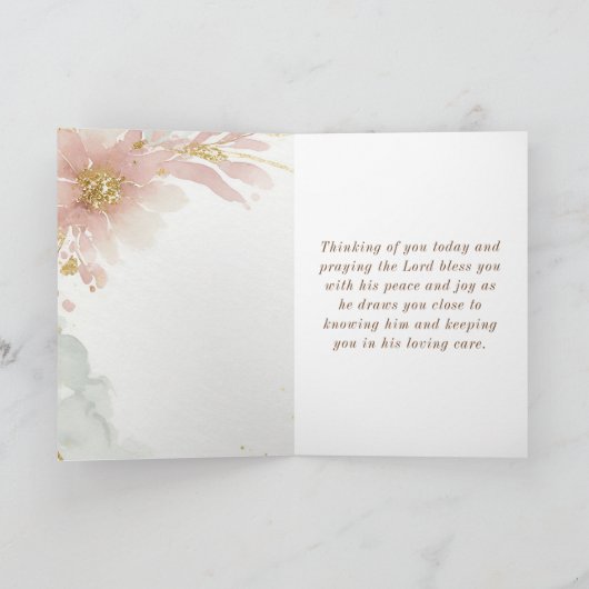 1 Peter 5:7あなたの全てを彼気にの聖句に投げなさい カード (内部)