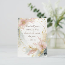 1 Peter 5:7あなたの全てを彼気にの聖句に投げなさい