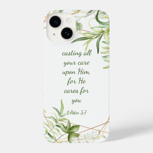 1 Peter 5:7すべてのあなたの気にを彼の上に投げる引用文 iPhoneケース (裏面)