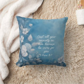 1 Peter 5:7聖書の詩のイメージ クッション (ブランケット)