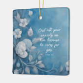 1 Peter 5:7聖書の詩のイメージ セラミックオーナメント (左)