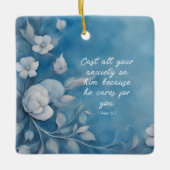 1 Peter 5:7聖書の詩のイメージ セラミックオーナメント (正面)