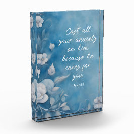 1 Peter 5:7聖書の詩のイメージ フォトブロック