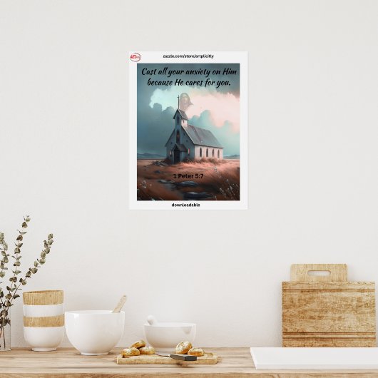 1 Peter 5:7 ポスター (キッチン)