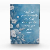 1 Peter 5:7 聖書の言葉のイメージ フォトブロック (正面)