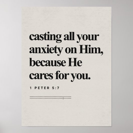 1 Peter 5:7, Bible Verse, DIGITAL Print, Modern Bi ポスター (正面)