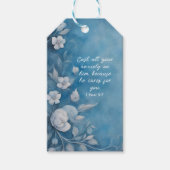 1 Peter 5:7 “Cast All Your Anxiety” Blue Floral ギフトタグ (正面)