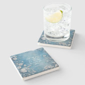 1 Peter 5:7 “Cast All Your Anxiety” Blue Floral ストーンコースター (横)