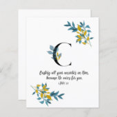 1 Peter 5:7, Letter C, water color聖なる書物、 経典カード (正面/裏面)