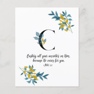 1 Peter 5:7, Letter C, water color聖なる書物、 経典カード