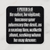 1 Peter 5:8 KJV 聖書の詩 スクエア名刺 (正面)