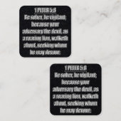 1 Peter 5:8 KJV 聖書の詩 スクエア名刺 (正面/裏面)