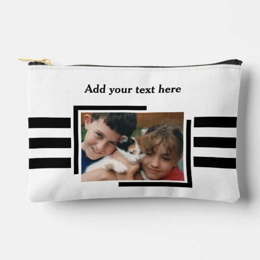 1 photo add text black white アクセサリーポーチ (正面)