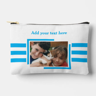 1 photo add text blue white アクセサリーポーチ