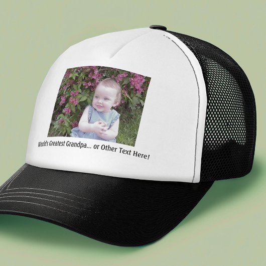 1 Photo and Custom Text - make it yours - キャップ