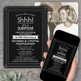 1 Photo Anniversaryサプライズパーティー白黒 招待状