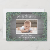 1 Photo Any文字モダンファームハウスグリーン&ウッド シーズンカード (正面)