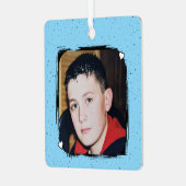 1 photo custom text keepsake blue メタルオーナメント (正面左)
