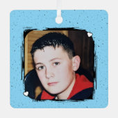 1 photo custom text keepsake blue メタルオーナメント (正面)