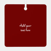 1 photo custom text keepsake burgundy メタルオーナメント (裏面)