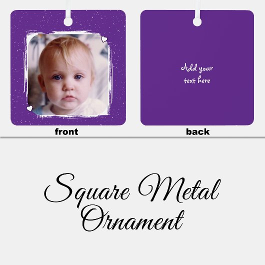 1 photo custom text keepsake purple メタルオーナメント