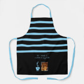 1 photo dog coffee lover stripes black blue エプロン (正面)