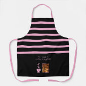 1 photo dog coffee lover stripes black pink エプロン (正面)