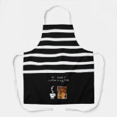 1 photo dog coffee lover stripes black white エプロン (正面)