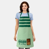 1 photo dog or cat love green エプロン (着用した状態)