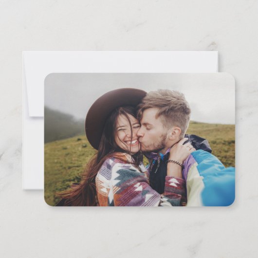 1 Photo Mealオプションレトロタイポグラフィ結婚's 出欠カード (裏面)