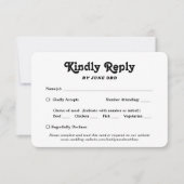 1 Photo Mealオプションレトロタイポグラフィ結婚's 出欠カード (正面)