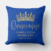 1 Photo Quinceañera Crown Royal Blue Keepsake クッション (正面)