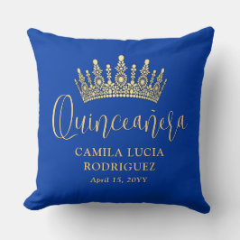 1 Photo Quinceañera Crown Royal Blue Keepsake クッション