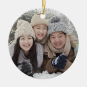 1-Photo Season's Greetings Navy Blue両面 セラミックオーナメント (正面)